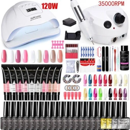 Merkloos Gellak Startespakket - Professioneel- Gellak - Gellak Lamp - Lamp 120W - Nagelpolijstmachine 35000 RPM - Pedaalbesturing - Nageldroger Met LED - Acryl Nagel - Gellak Set - Gellak Remover - 12 Kleuren Polygel -Bekende Cosmetica Winkel 1200x1200 758