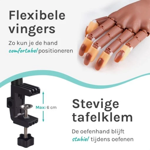 Oefenhand Voor Nagels Incl. 100 Nageltips + Acryl Penselen - Nagellak – Polygel – Acryl Nagels – Nail Art - Kunstnagels - Gelnagels – Nailtrainer -Bekende Cosmetica Winkel 1200x1200 866