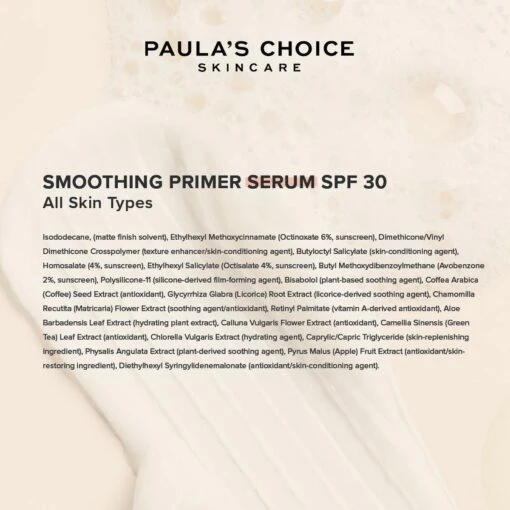 Paula's Choice Smoothing Primer Serum SPF 30 - Perfecte Make-up Basis - Alle Huidtypen - 30 Ml -Bekende Cosmetica Winkel 1200x1200 979