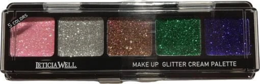 Leticia Well - Glitter Cream Make-up Palette Ogen En Lippen - 5 Tinten Roze/zilver/koper/groen/paars - Nummer 03 -Bekende Cosmetica Winkel