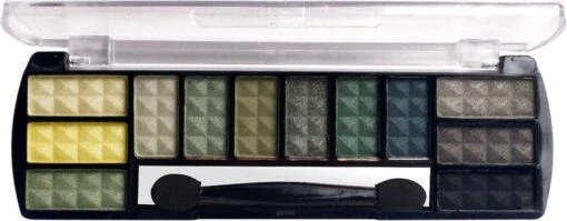 Easy Paris - Oogschaduw Palette - 12 Tinten Groen, Kaki En Grijs - Nummer 4 -Bekende Cosmetica Winkel