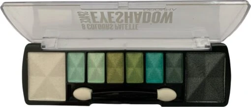 D'Donna - Oogschaduw Palette - Space Verde - Met Lange Applicator - 8 Kleuren: Wit / Groen / Zwart - 1 Doosje Met 10 Gram Inhoud -Bekende Cosmetica Winkel