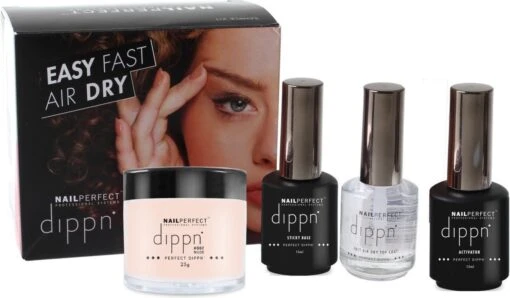 Dip Poeder Starter Kit - NailPerfect - Dippn Kit (Dippn' Sticky Base 15ml, Dippn' Activator 15ml, Dippn' Fast Dry Top Coat 15ml, Dippn' 004 Cover = Zacht Roze 25 Gram) -Bekende Cosmetica Winkel