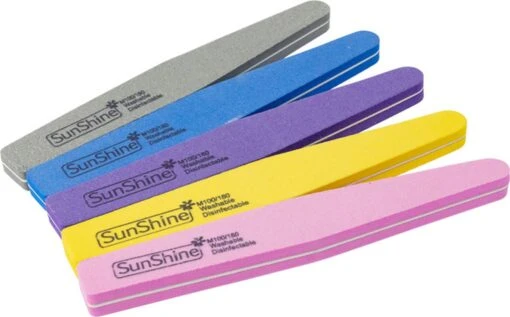 Sunshine® 5 X Buffer Nagelvijlen – 100/180 Grit 5 Kleuren -Bekende Cosmetica Winkel