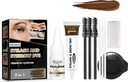 2 In 1 - Henna Wenkbrauwverf En Wimperverf - Bruin - Henna Brows - DIY Henna Brows Kit - Starterspakket -Bekende Cosmetica Winkel