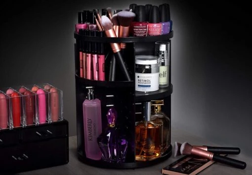 ESSIBLE Make-Up Organizer - 360° Roterend - Opbergbox - Opbergdoos Cosmetica - Sieradendoos - Nagellak - Lippenstift - Zwart -Bekende Cosmetica Winkel 1200x833 3