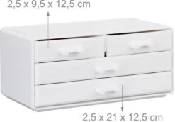 Relaxdays Make-up Organizer - Tweedelig - Cosmetica Opbergdoos - Wit -Bekende Cosmetica Winkel 1200x834 3