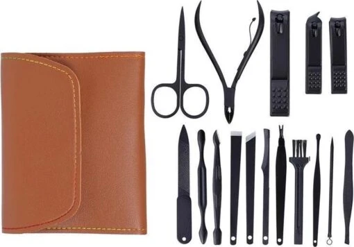 16 Delig Manicure Set Met Gezichtsmasker- Nagelset -Nagelvijl - Nagelknipper- Nagelschaar - Pincet- Manicureset Met Luxe Etui Voor Nagel -Bekende Cosmetica Winkel