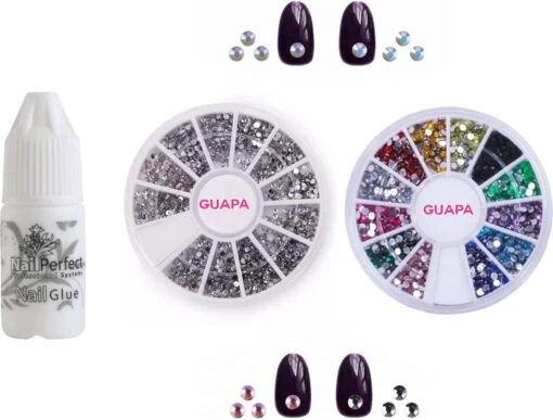 GUAPÀ® Nail Art Nagel Decoratie Steentjes & Diamantjes Inclusief Nail Art Nagellijm 3 Ml -Bekende Cosmetica Winkel