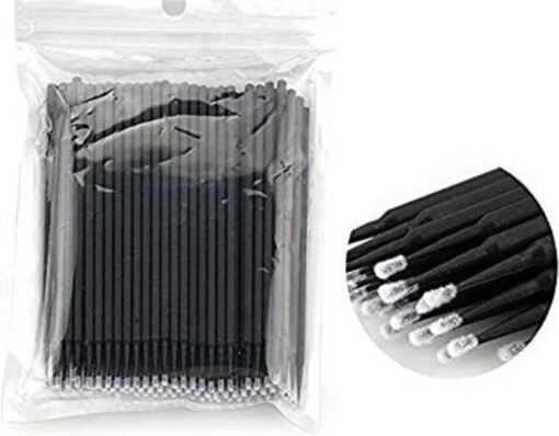 Lashes & More - 100 Stuks Wegwerp Microbrushes - Zwart - Wimpers Uitbreiding - Individuele Lash Verwijderen - Wattenstaafje - Micro Borstel Voor Wimper Extensions Tool- Microbrush -Bekende Cosmetica Winkel 1200x936 3