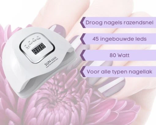 Merkloos Daniqqi - 80 Watt UV LED Lamp Nagels - 45 Leds Nagellamp - Wit -Bekende Cosmetica Winkel 1200x960 3