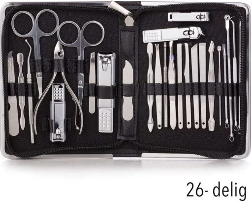 NCPS Professionele Manicure Set / Pedicure Set | 26-Delig | Opbergetui | Reisset | Nagelschaar | Nagelknipper | Nagelverzorging | Voor Mannen En Vrouwen | Zwart -Bekende Cosmetica Winkel 1200x964 2