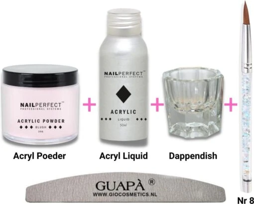 GUAPÀ® Acryl Starterspakket Pink Blush | Acryl Poeder | Acrylic Liquid | Acryl Penselen | Dappendish | Acryl Nagels | Professionele Kwaliteit -Bekende Cosmetica Winkel