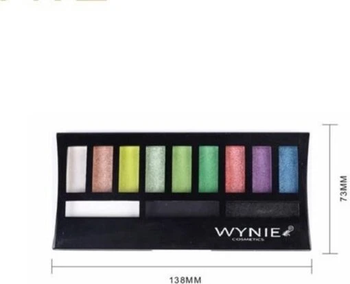 Wynie - Oogschaduw Palette - 12 Vrolijke Matte En Shimmer Tinten Blauw, Groen, Roze, Paars, Geel, Wit En Zwart - 1 Doos Met 2 Applicatoren - Nummer 060831 -Bekende Cosmetica Winkel 1200x975 1