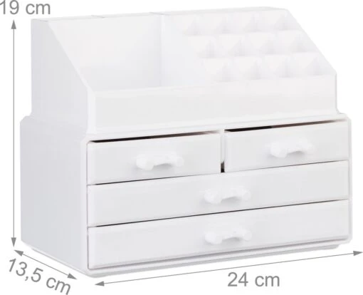 Relaxdays Make-up Organizer - Tweedelig - Cosmetica Opbergdoos - Wit -Bekende Cosmetica Winkel 1200x975 2