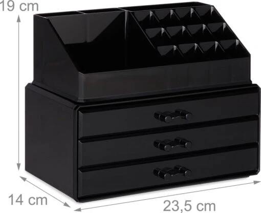 Relaxdays Make-up Organizer - Sieradendoosje - Cosmetica - Zwart -Bekende Cosmetica Winkel 1200x976 3