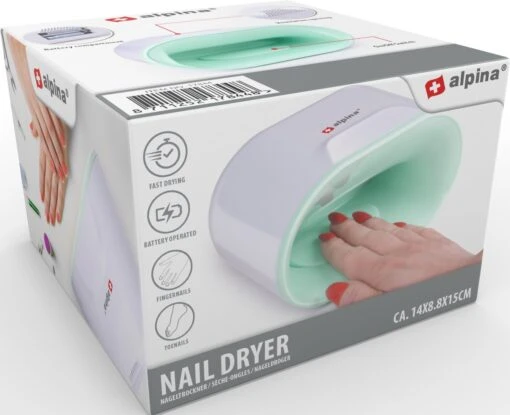 Alpina Nageldroger - Op Batterijen - Ventilator - Voor Nagels Van Vingers En Tenen - Compact -Bekende Cosmetica Winkel