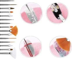 GUAPÀ - Penselen Set Roze Voor Nail Art / Acryl & Gel Nagels - Professional Nail Brushes - 15 Delig -Bekende Cosmetica Winkel 1200x984 2