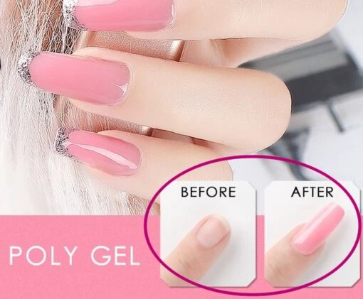 Elvi Polygel Starterskit - Complete Set Inc. USB UV/Led Mini Lamp-Nagelverlenging- Polygel 6 X 15g Perfecte Kleuren Roze - Polyacryl UV Nagellak-Quick Extension Temperature Color Changing UV Gel Pink -Bekende Cosmetica Winkel