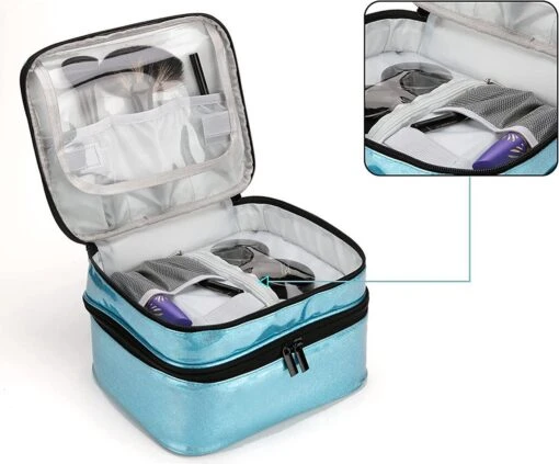 YONO Nagellak Tas - Nagelkoffer Beautycase - Cosmetica Koffer - Manicure Organizer - Blauw -Bekende Cosmetica Winkel 1200x996 6