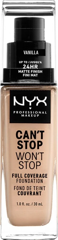 NYX Professional Makeup Can't Stop Won't Stop Foundation - Vanilla CSWSF06 - Full Coverage -Bekende Cosmetica Winkel 290x1200 1