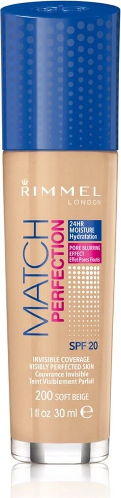 Rimmel London Match Perfection Foundation - 200 Soft Beige - Beige -Bekende Cosmetica Winkel 293x1200 1