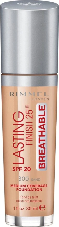 Rimmel London Lasting Finish Breathable Foundation - Sand - Beige -Bekende Cosmetica Winkel 312x1200 1