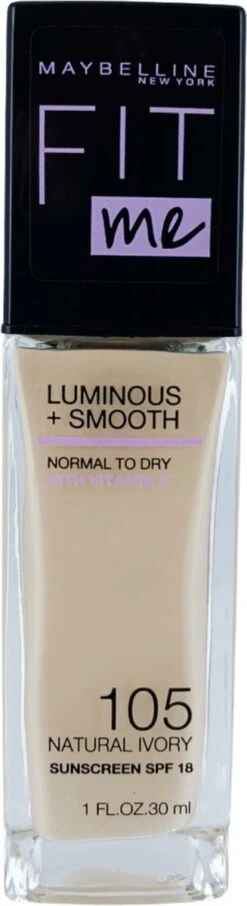 Maybelline - Fit Me Luminous & Smooth Foundation - Natural Ivory 105 -Bekende Cosmetica Winkel 327x1200 2