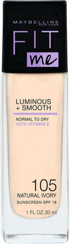 Maybelline - Fit Me Luminous & Smooth Foundation - Natural Ivory 105 -Bekende Cosmetica Winkel 346x1200 2