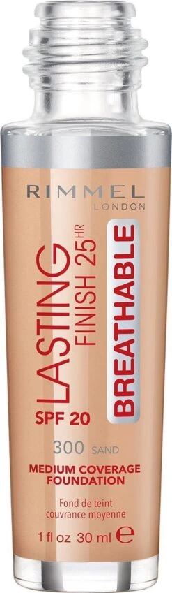 Rimmel London Lasting Finish Breathable Foundation - Sand - Beige -Bekende Cosmetica Winkel 349x1200