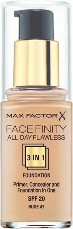 Max Factor Facefinity All Day Flawless 3-in-1 Liquid Foundation - 047 Nude -Bekende Cosmetica Winkel 386x1200 2