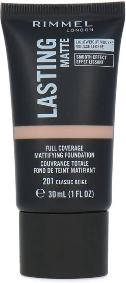 Rimmel London Lasting Matte Foundation - 201 Classic Beige -Bekende Cosmetica Winkel 533x1200 2