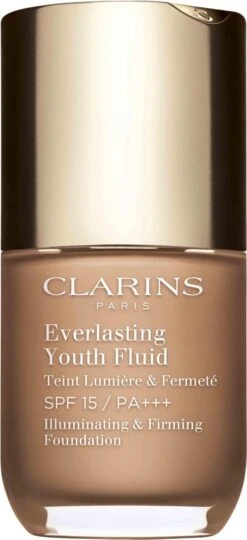 Clarins Everlasting Youth Fluid Illuminating & Firming Foundation - 112 Amber - Foundation - 30 Ml -Bekende Cosmetica Winkel 549x1200