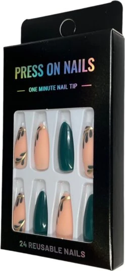 Merkloos Press On Nails - Nep Nagels - Roze Groen - Almond - Manicure - Plak Nagels - Kunstnagels Nailart - Zelfklevend -Bekende Cosmetica Winkel 554x1200