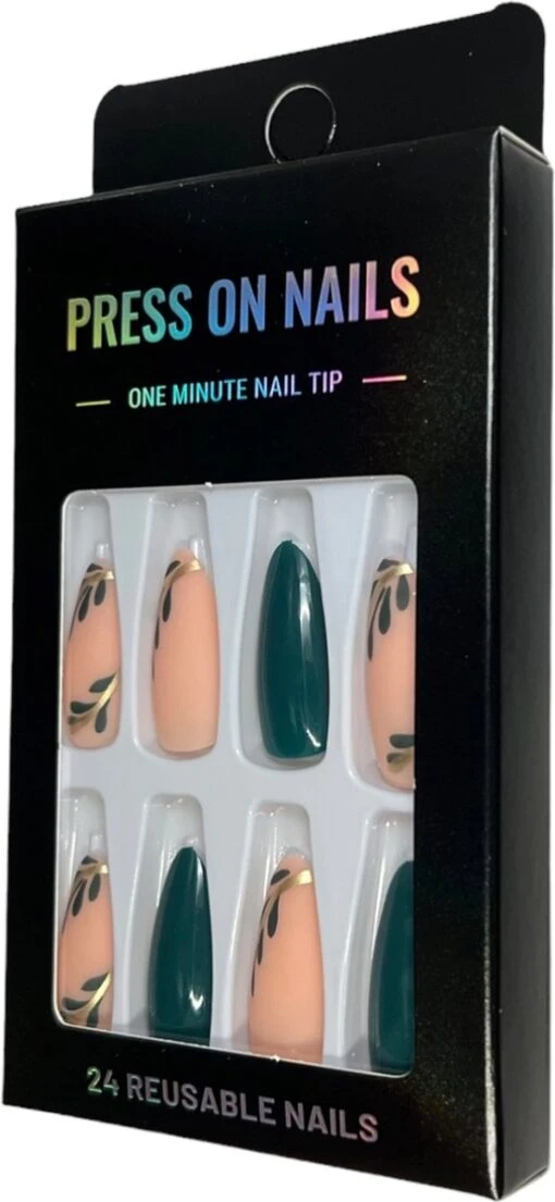 Merkloos Press On Nails - Nep Nagels - Roze Groen - Almond - Manicure - Plak Nagels - Kunstnagels Nailart - Zelfklevend -Bekende Cosmetica Winkel