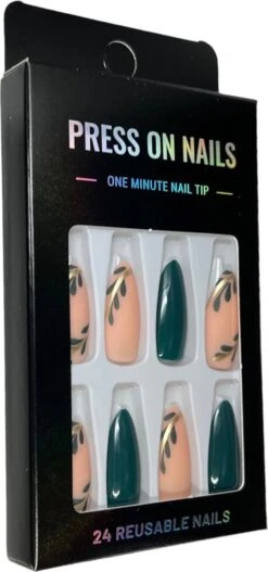 Merkloos Press On Nails - Nep Nagels - Roze Groen - Almond - Manicure - Plak Nagels - Kunstnagels Nailart - Zelfklevend -Bekende Cosmetica Winkel 562x1200