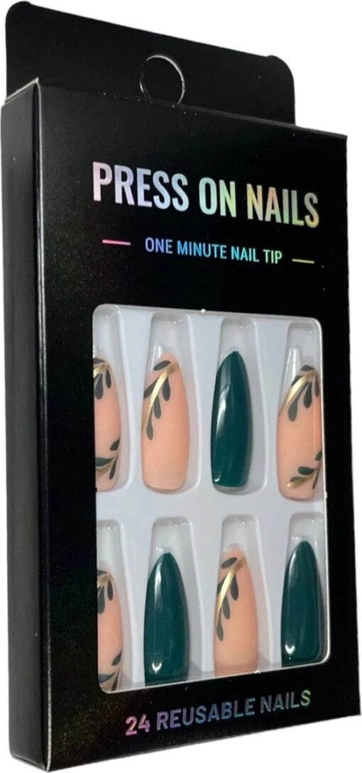 Merkloos Press On Nails - Nep Nagels - Roze Groen - Almond - Manicure - Plak Nagels - Kunstnagels Nailart - Zelfklevend -Bekende Cosmetica Winkel