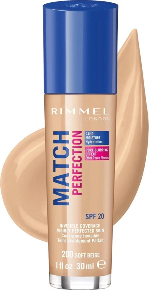 Rimmel London Match Perfection Foundation - 200 Soft Beige - Beige -Bekende Cosmetica Winkel 616x1200 1