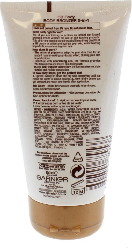 Garnier Ambre Solaire No Streaks BB Body Bronzer - 150 Ml -Bekende Cosmetica Winkel 640x1200 1