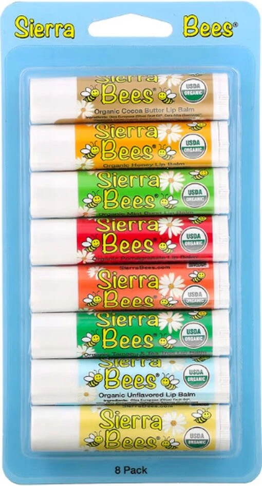 Sierra Bees Lippenbalsems Bijenwas - 8 Pack -Bekende Cosmetica Winkel 646x1200 1