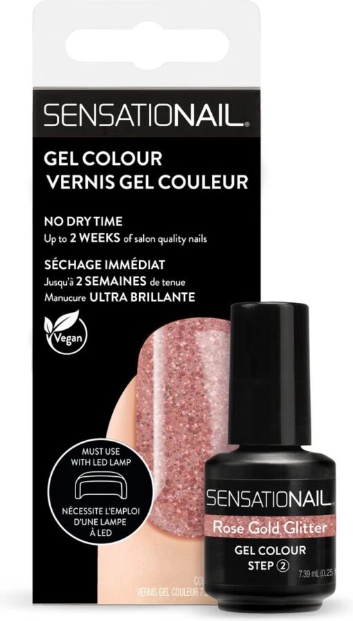 Sensationail Gel Color Nagellak - 71955 Rose Gold Glitter -Bekende Cosmetica Winkel