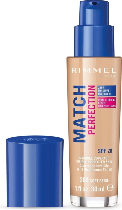 Rimmel London Match Perfection Foundation - 200 Soft Beige - Beige -Bekende Cosmetica Winkel 700x1200 2