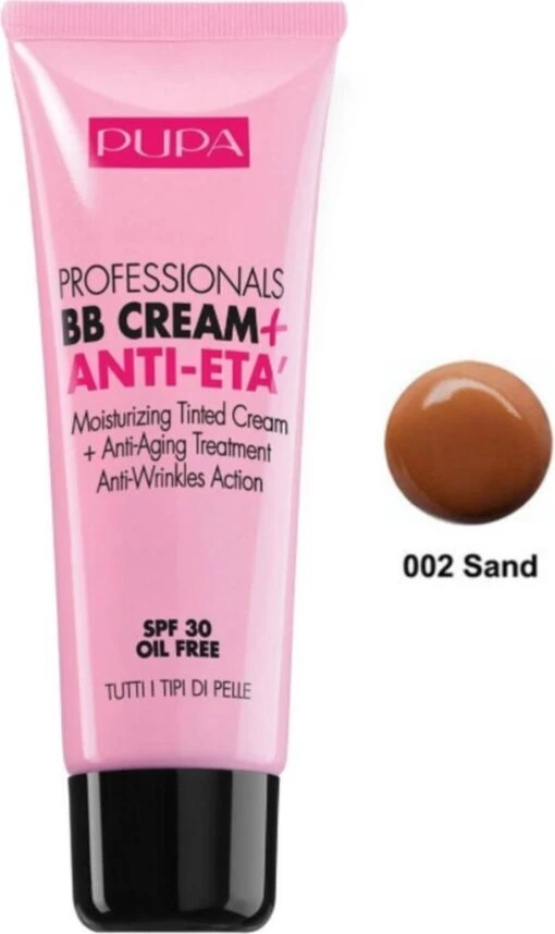 PUPA Milano Pupa Professionals BB Creme Anti-Eta SPF30 002 Sand -Bekende Cosmetica Winkel 713x1200 2