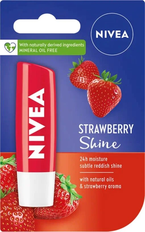 Nivea - Labello Strawberry Shine Lippenbalsem - 5,5 Ml Stick - Lipbalsem - Lipbalm - Lipverzorging - Verrijkt Met Shea Boter En Bio Jojoba Olie -Bekende Cosmetica Winkel 750x1200 3