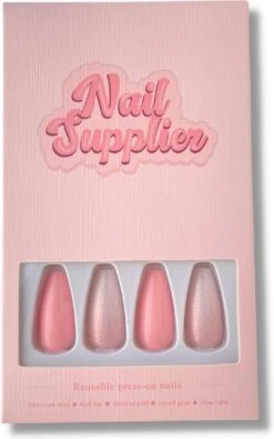 Nailsupplier 'It's A Girl' | Roze Nepnagels Met Glitters | Plaknagels | Kunstnagels Met Lijm | Press On Nails -Bekende Cosmetica Winkel 751x1200