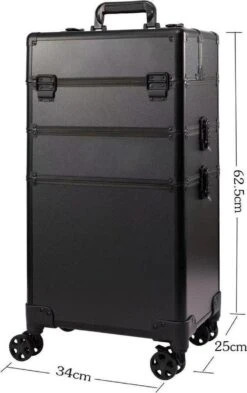 Beautycase / Beautykoffer / Trolley Voor Opbergen Van Uw Persoonlijke Verzorgingsproducten In 3 In 1 Van Aluminium - Bekleed Zwart Fluweel - 8wielen - Kapper - Tattoo - Nagel - Visagie - Make-up - Cosmetica - Schmink - Beauty Case / Beauty Koffer -Bekende Cosmetica Winkel 755x1200 9