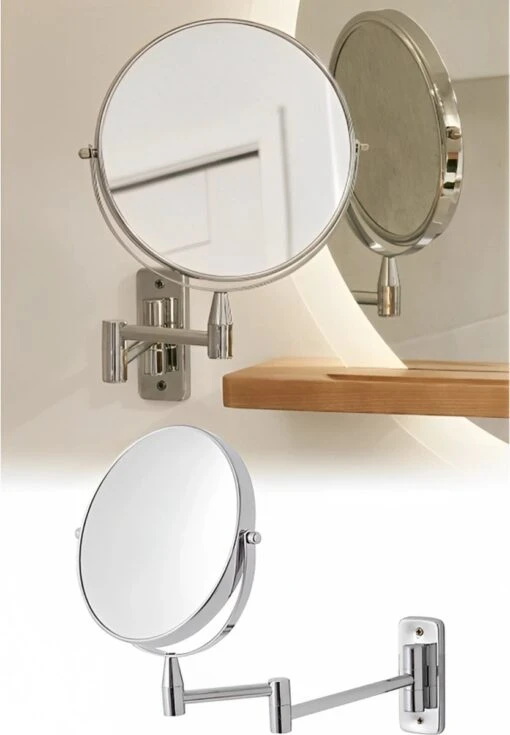 Vitra Make Up Spiegel - 2X Vergroting - Wandspiegel Rond - Scheerspiegel Wandmodel - Badkamer - Roestvrij - Chroom - Draadloos -Bekende Cosmetica Winkel 833x1200 8