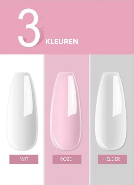 Acrylnagels Set | Nail Art | Liquid MMA Free | Wit, Roze & Transparant -Bekende Cosmetica Winkel