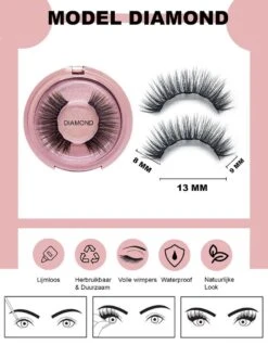 Nepwimers Zonder Lijm | Magnetische Wimpers | Eyeliners | Diamond Wimpers | Pincet | Wimperset | Model Diamond | Fake Lashes | M5 Lashes Diamond Set | Herbruikbare Wimpers | 3D Wimpers | Kit | Waterbestendig | Natuurlijke Wimpers | Waterproof -Bekende Cosmetica Winkel 899x1200 31