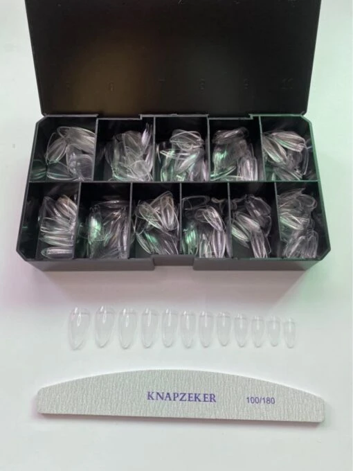 Knapzeker Gelly Tips Medium Almond 500 Stuks 12 Maten - Plaknagels Met Lijm In Doos + Knapzeker Nagelvijl 100/180 - Transparant Nageltips Full Cover Voor Acryl - Gel Nails- Nepnagels Soak Off -Bekende Cosmetica Winkel 900x1200 14